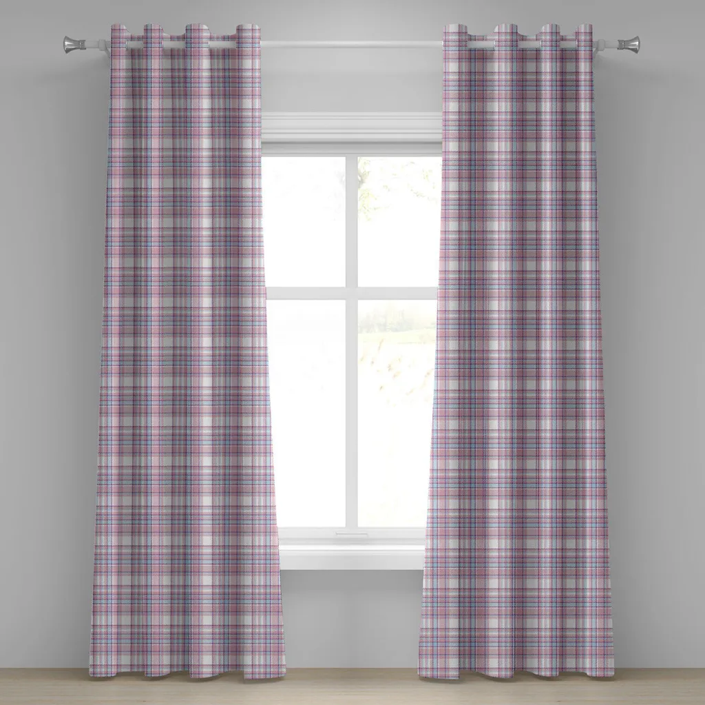 Rideau à œillets à carreaux ABAKUHAUS 280x245 cm motif rétro violet