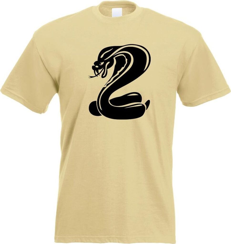 Kiwistar - T-Shirt - Khaki - Kobrasymbol - Schlangenkopf Motiv Bedruckt Funshirt Design Print - mit Motiv Bedruckt - Funshirt Design - Sport - Frei...