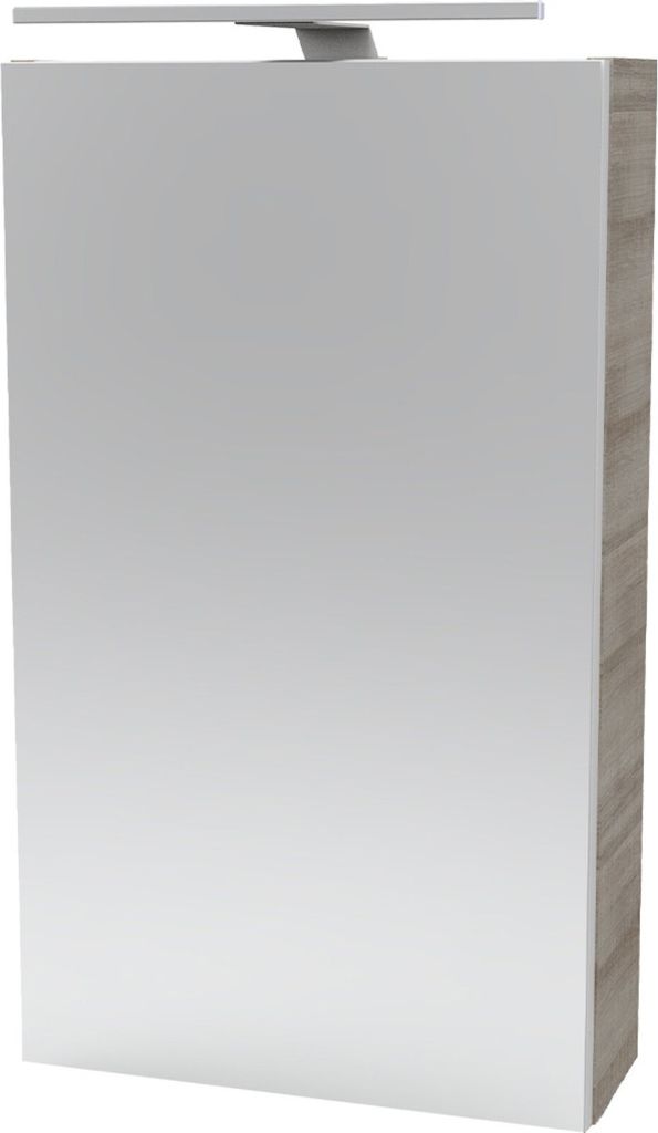 Fackelmann A-VERO Spiegelschrank mit LED-Beleuchtung Alibertschrank für Bad und Gäste-WC (40 x 68 x 15,3 cm) SBC Badschrank mit Spiegel in Holz G...