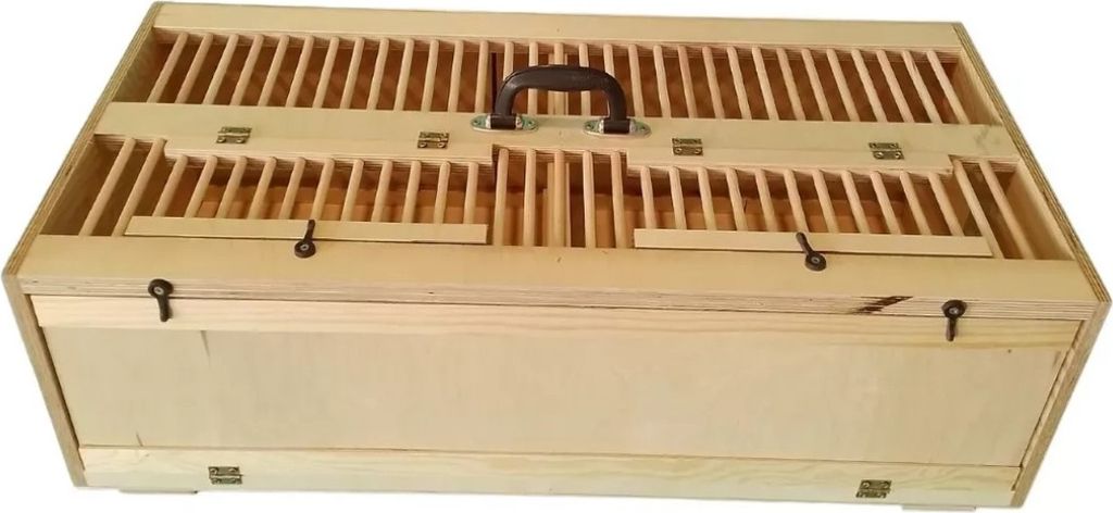 Transportkorb Transportkiste Transportbox für Tauben Transportieren Tiere Tragegriff zwei Abteile 80 x 40cm