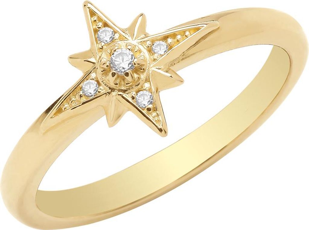 Edler 9 Karat (375) Gold Damen - Ring mit Zirkonia, 50 (15.9); TRS35240RSK