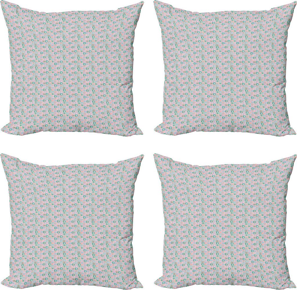 ABAKUHAUS Geometrisch Kissenbezug Set (4 Stück), Flüchtiger Rhombus Zellen, Moderner Doppelseitiger Digitaldruck, 50 cm x 50 cm, Mehrfarbig