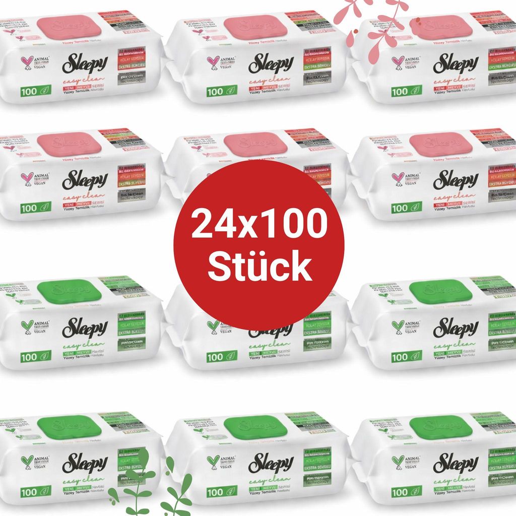 Sleepy Easy Clean Oberflächenreinigungstücher – 12x100 Anannas + 12x100 Pomelo | Hygiene für Zuhause