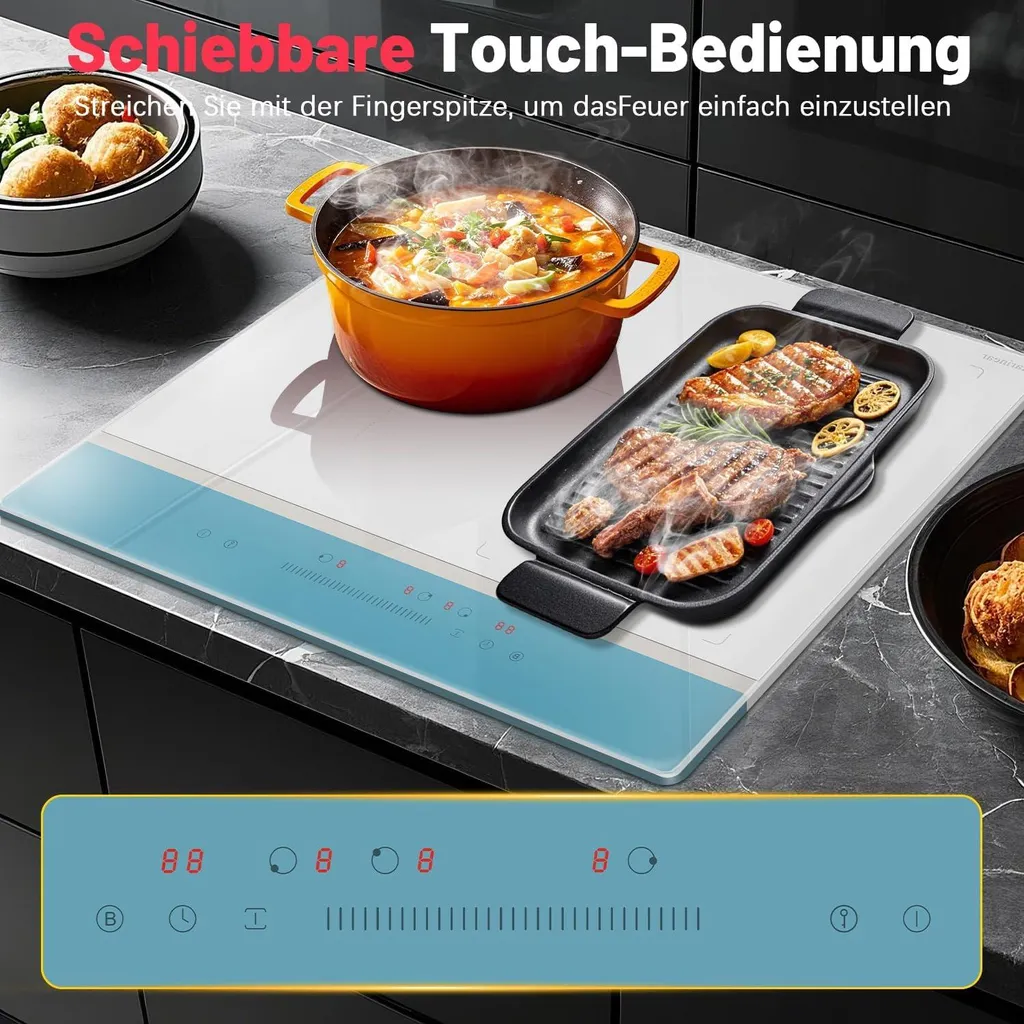 Plaque induction 6800W avec 3 zones de cuisson et commandes sensitives - 3