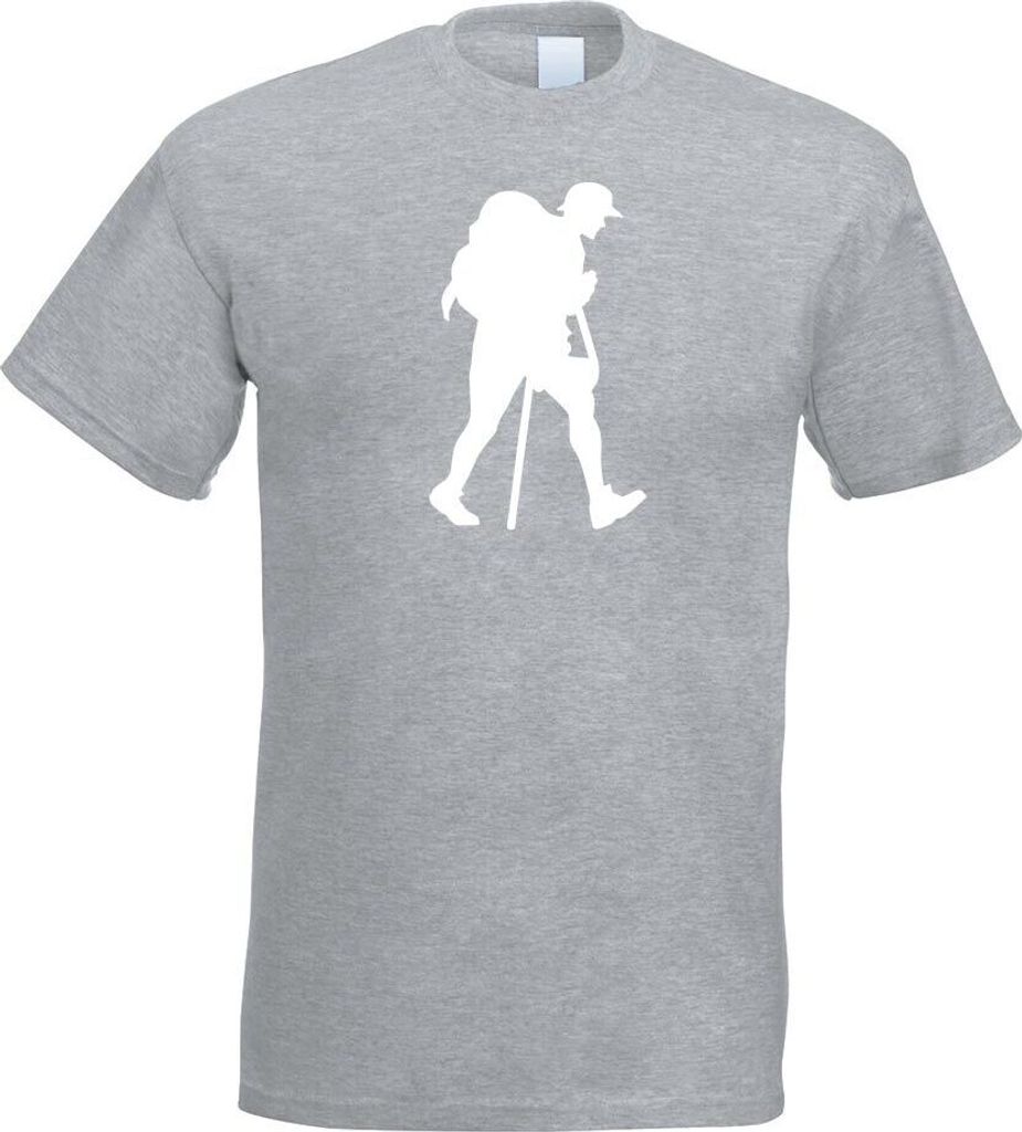 Kiwistar - T-Shirt - Graumeliert - Wandern Trekking Figur Motiv Bedruckt Funshirt Design Print - mit Motiv Bedruckt - Funshirt Design - Sport - Fre...