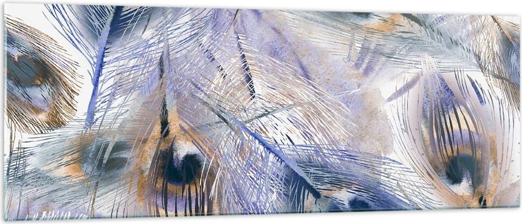 Bilder auf glas - Pfau Feder modern - 140x50cm - Glasbilder - Wandbilder - Kunstdruck - zum Aufhängen bereit - Wanddekoration aus Glas - Glas Bild...