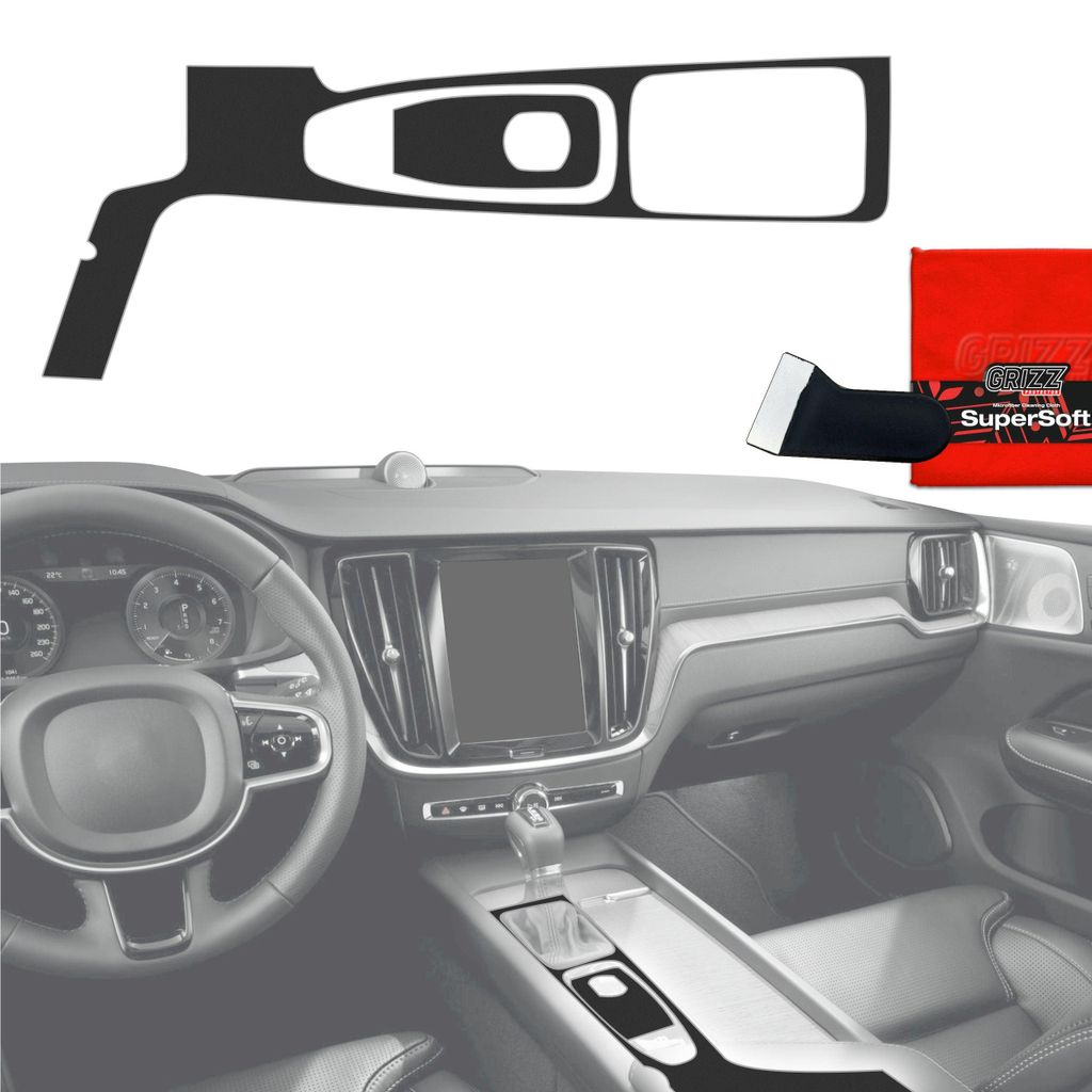 2in1 Schutzfolien Grizz Protector für Mittelkonsole - Volvo XC90 D4 (2017-2018) Schwarz Matt Antifingerprint