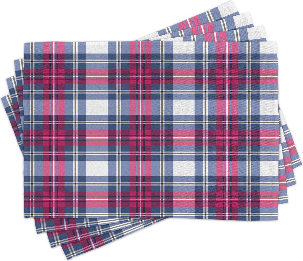 ABAKUHAUS Abstrakt Platzmatten, Plaid-Muster mit Vintage schottischen Effekte Artsy Illustration Art, 30 x 45 cm, Rosa Dunkelblau