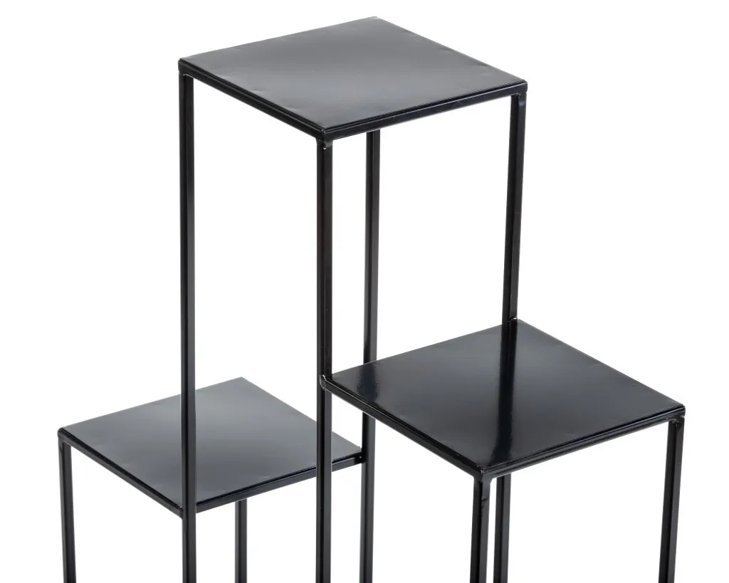 Support Plantes Stable 80 cm en Métal Noir - Fini les Pots qui Tombent