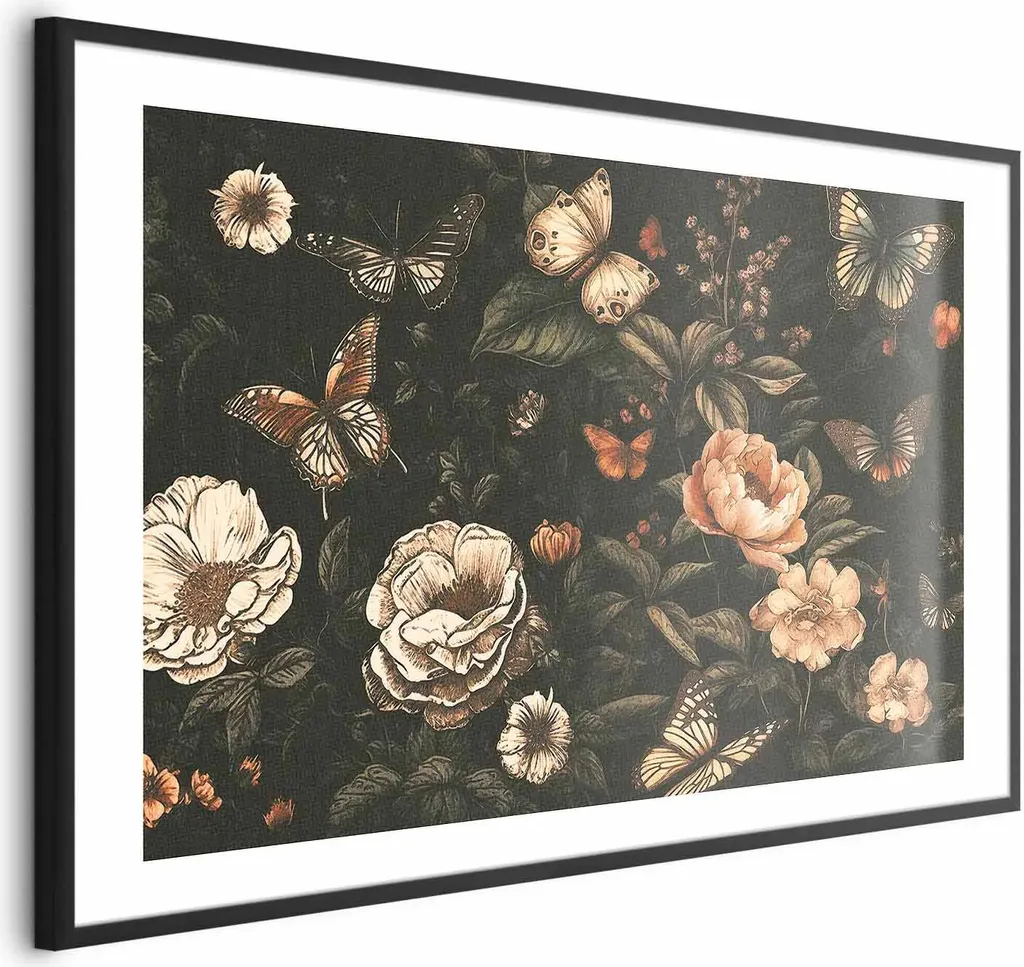Poster Giardino rustico 60x40 cm con cornice nera con margine