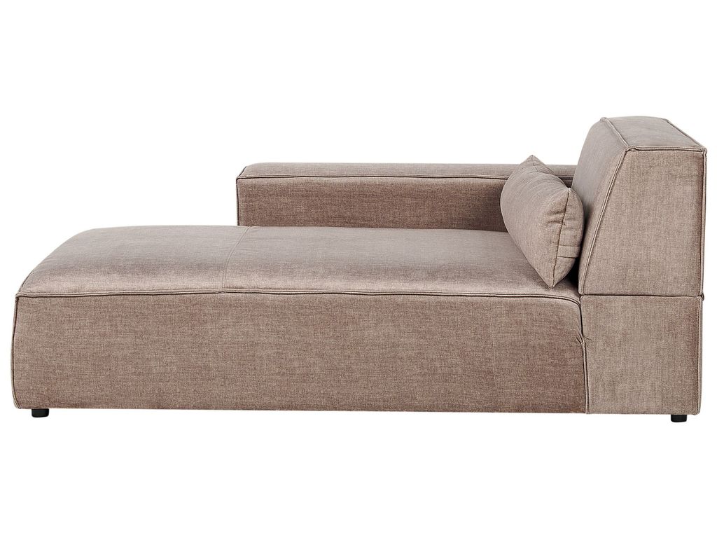 BELIANI Modul Chaiselongue Hellbraun Stoffbezug mit Armlehne Rechts 1 Dekokissen Skandi Modern Sofaliege Recamière für Modulsofa Wohnzimmer Ausst...