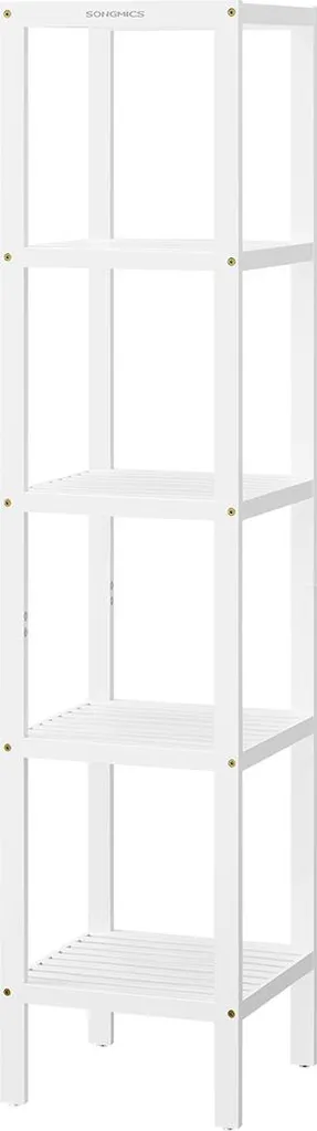 Rangement cosmétique pour WC et salle de bain étroite 5 niveaux blanc