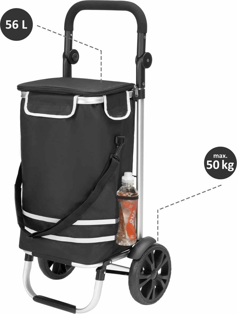 Trolley Per La Spesa Easy – 50 Litri, 50 Kg, Borsa Termica E Telaio In Alluminio Pieghevole