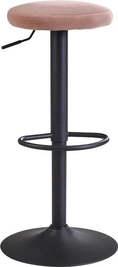Tabouret réglable avec assise velours rose et base métal stable Rootz