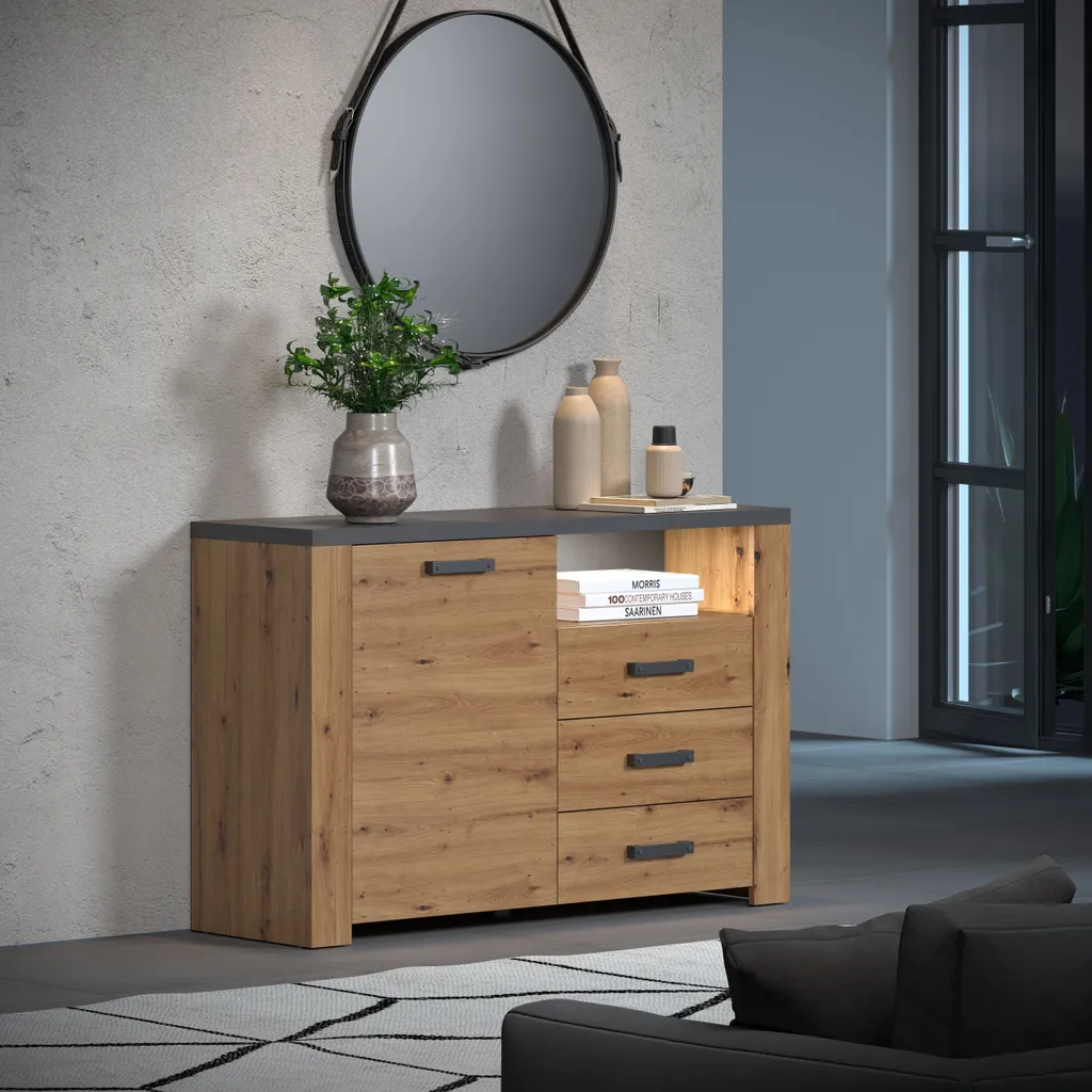 Buffet avec Finition ABS et Décor Chêne Artisan, Meuble Robuste Matera - 7