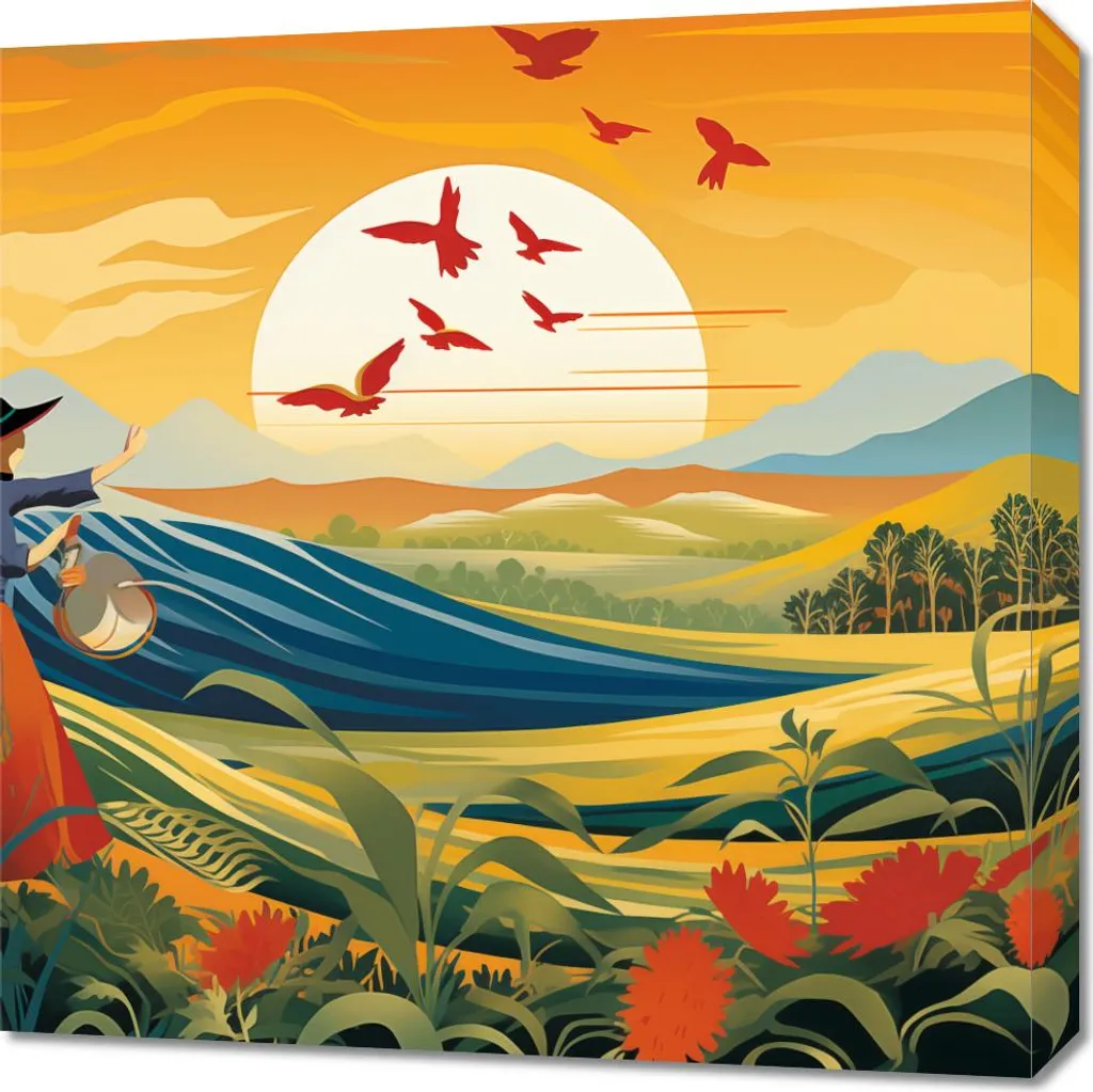 Quadro Decorativo 60x60 Vita Rurale: Stampa su Tela per Casa Moderna