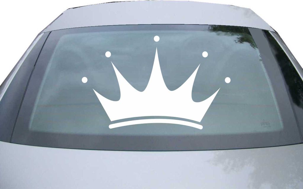 Indigos UG - Aufkleber Heckscheibe & Motorklappe DE2138 - weiß - 600x549 mm - Krone - Auto Scheiben Fenster Heckklappe Tuning Racing JDM - Die cut