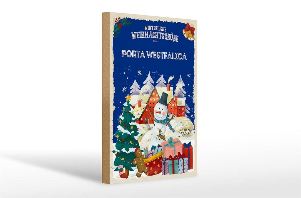 Holzschild Weihnachtsgrüße aus PORTA WESTFALICA 20x30cm