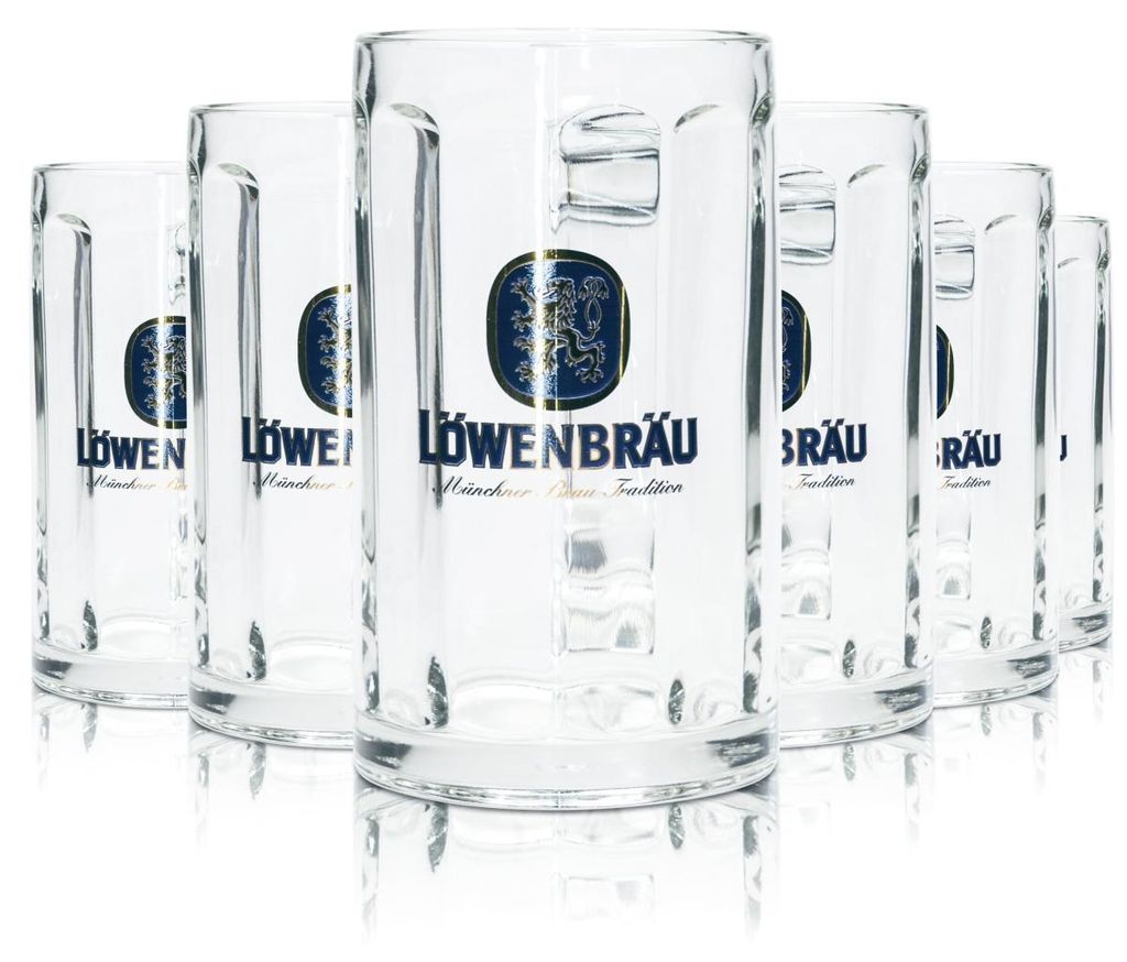 6x Löwenbräu Bier Glas 0,3l Krug Glückauf Rastal Seidel Produktbild 