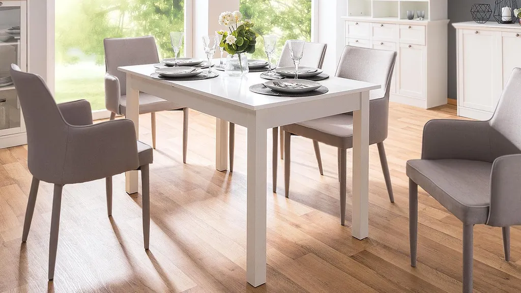 Table blanche modulable avec rallonges Intertrade 001288 solide et chic - 12