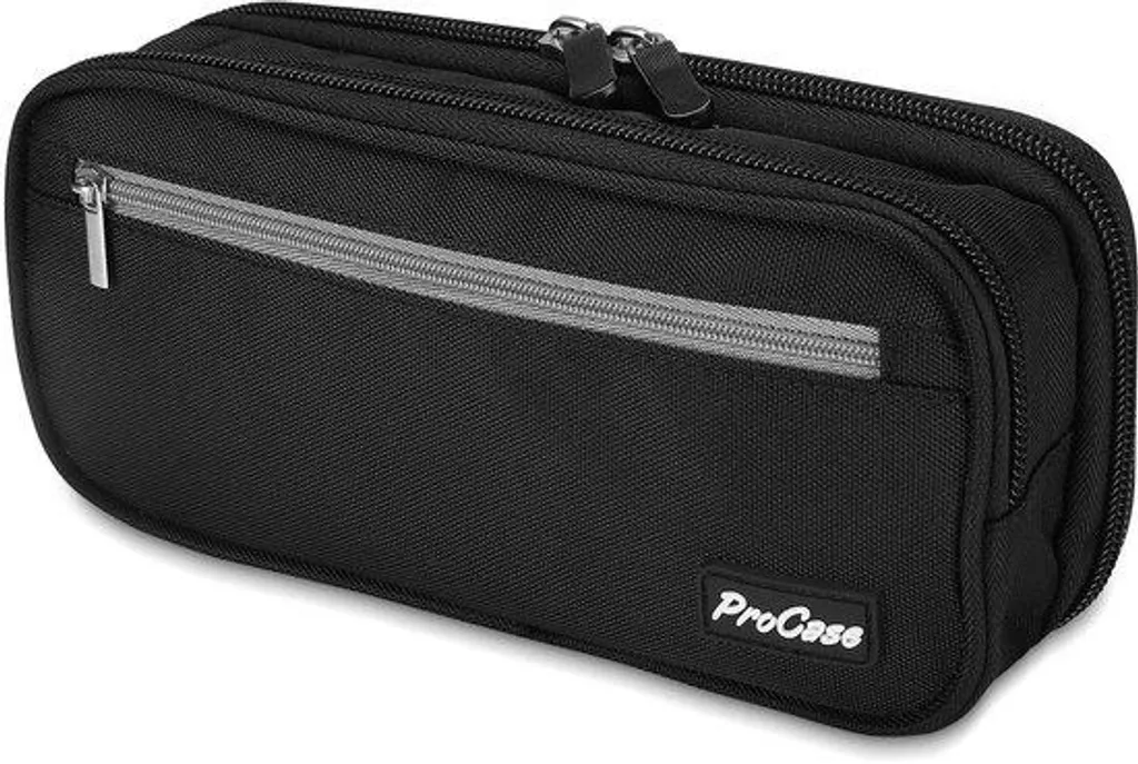 Trousse scolaire pour étudiants grand format noire double zip