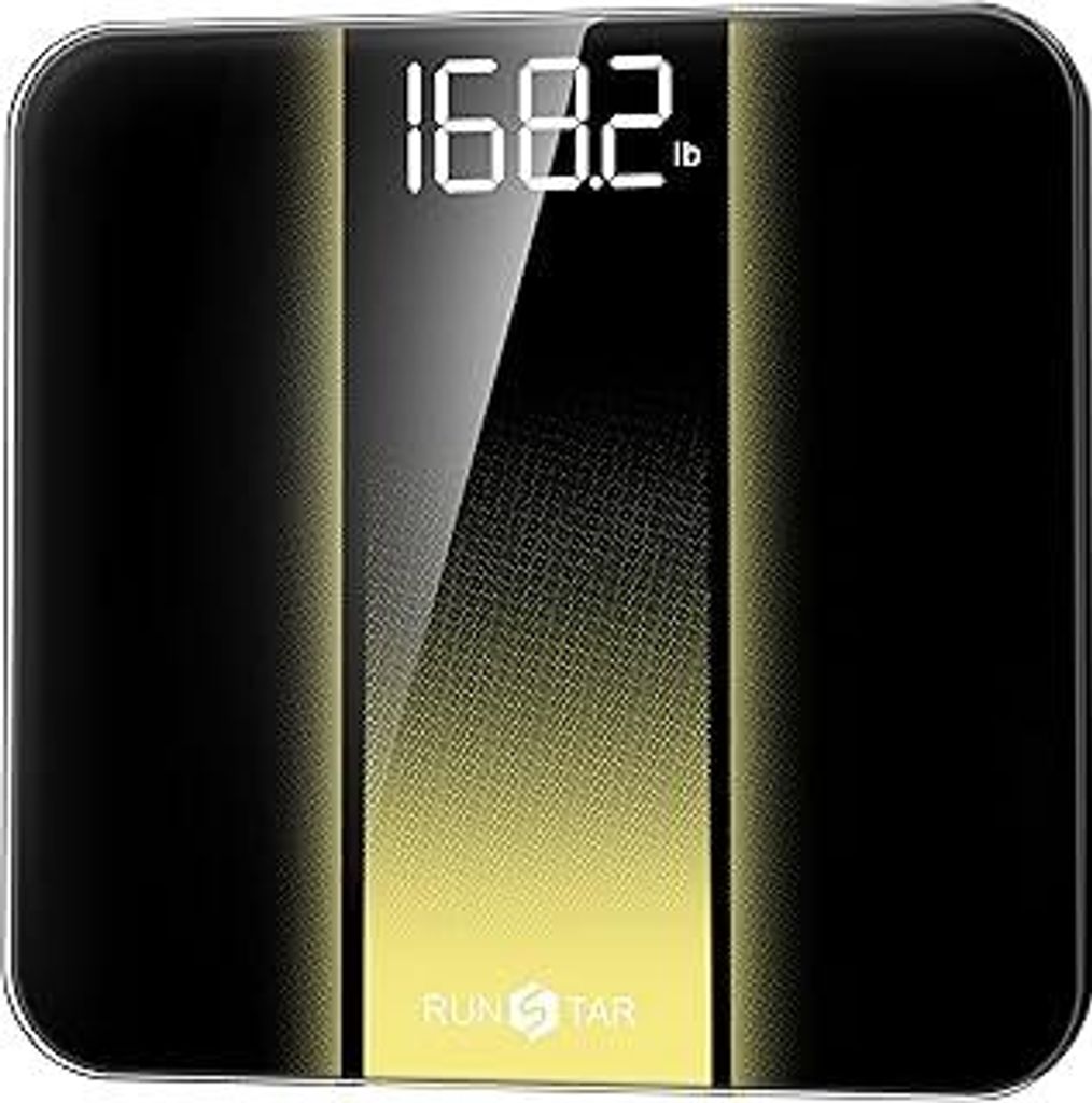 RunStar Personenwaage digital mit hoher Präzision, waage personen mit gut lesbarem LED-Display, körperwaage mit 6?mm gehärtetem Glas, 180 kg/400?lb