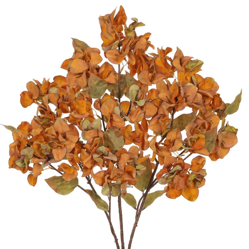 Künstliche Bougainvillea-Blüten 5 Stück Seidenorange 27,5 Zoll