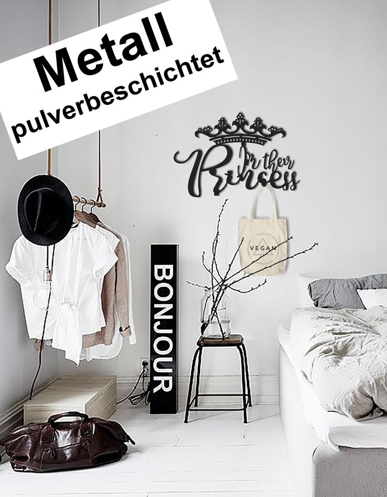 Design 3D Garderobe Kleiderhaken 35 x 25 cm Princess Prinzessin Deko Wanddeko Archtwain Studio Design Industrie Look MD-137