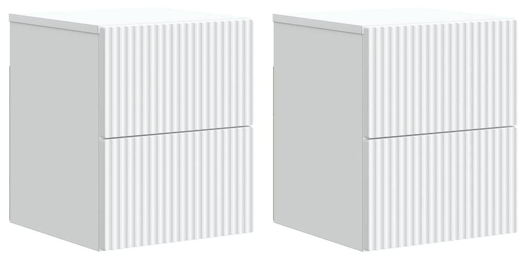 vidaXL Wandmontierter Nachttisch 2 pcs Weiß 33 x 34,5 x 40 cm