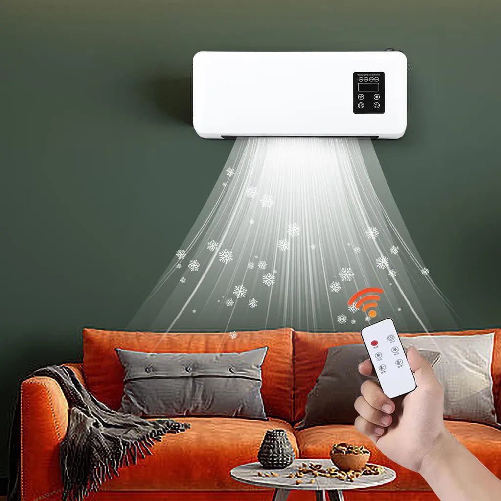 MODFU Heizlüfter Elektroheizung Fernbedienung Thermostat Wandmontierte Heizlüfter Sicherheit Überhitzungsschutz Heizung Heizer Weiß