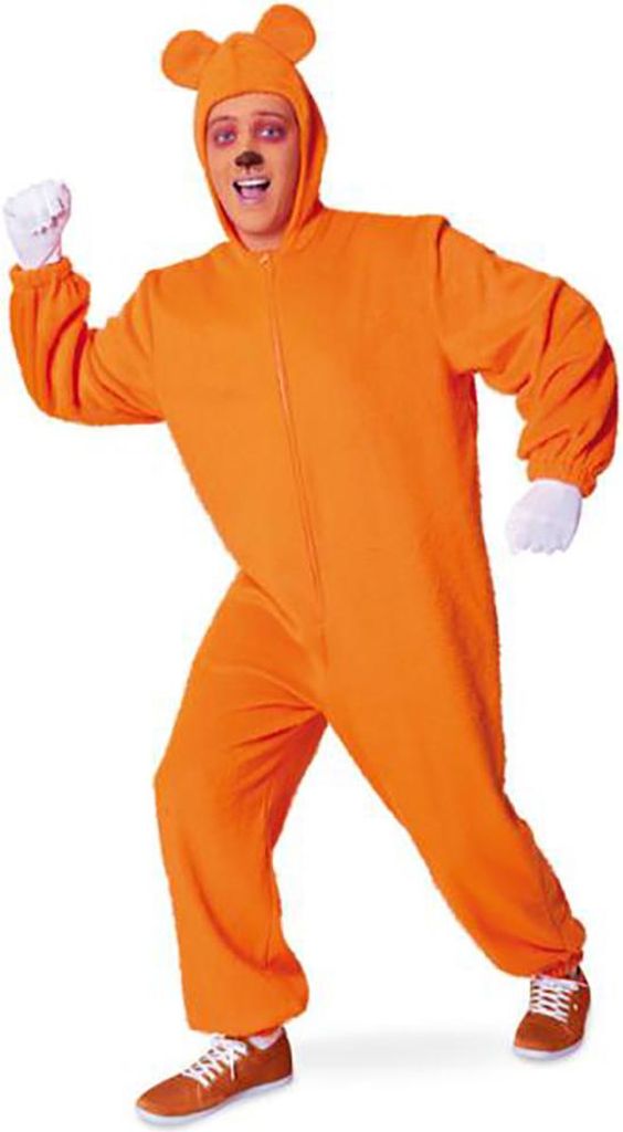 Karneval Kostüm Overall Bär Neon Orange M Fasching Produktbild 