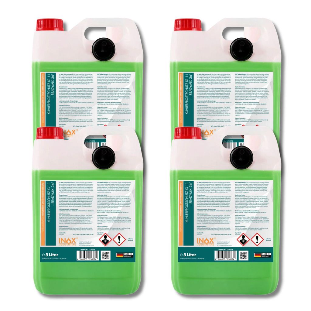 INOX Kühlfrostschutz IG11+ ReadyMix -36°C 4x5L – Gebrauchsfertiger Kühlerfrostschutz