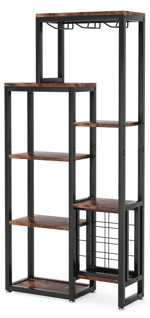 Optimisez votre espace bar avec ce casier à vin 5 étages bois marron