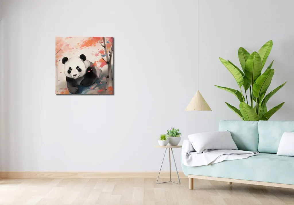 Regalo Quadro Panda tra gli Aceri 60x60 - Arte su Tela Canvas - 2