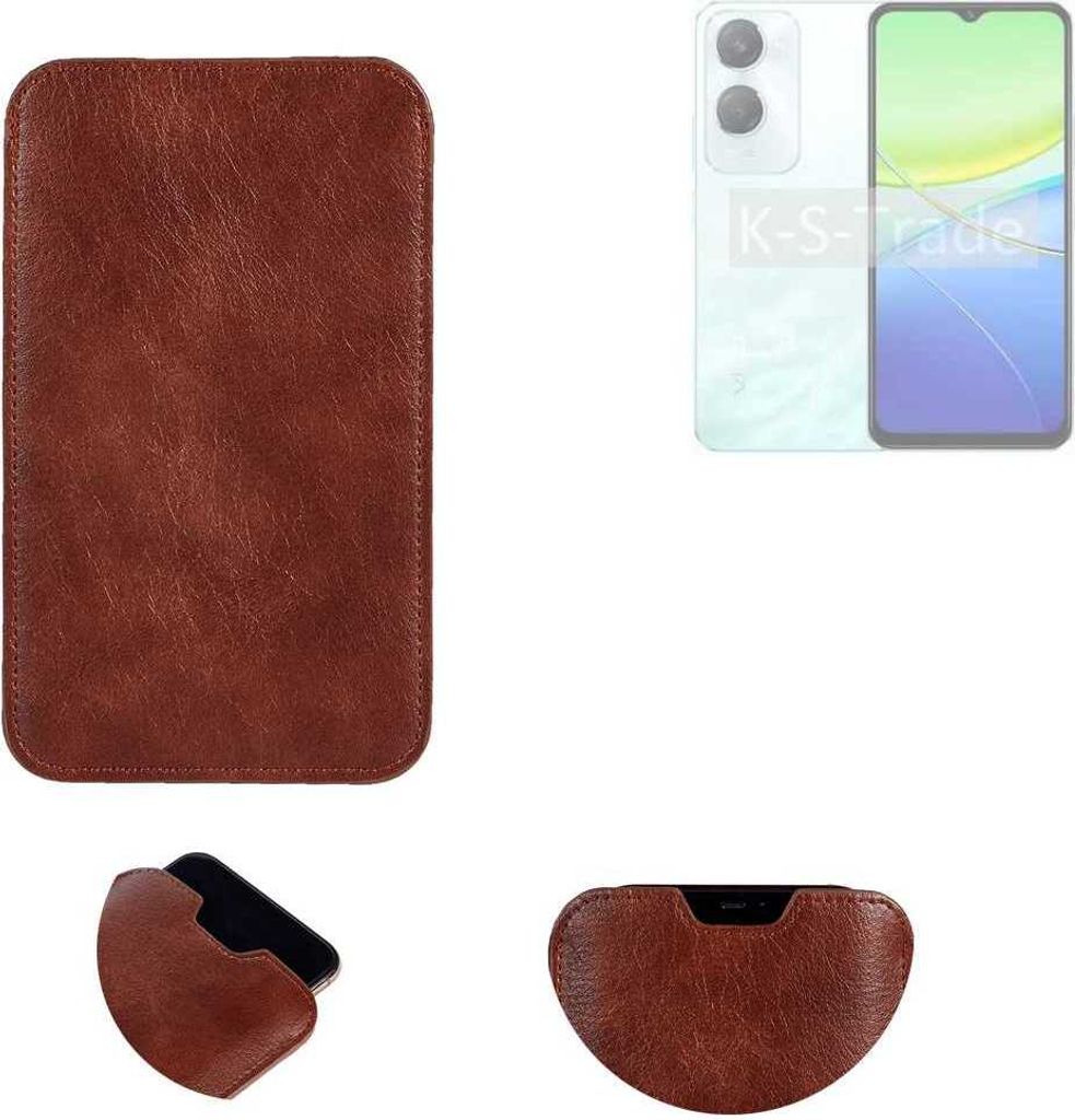 K-S-Trade Schutzhülle Handyhülle kompatibel mit Vivo Y36c Handytasche Kunstleder Sleeve in braun