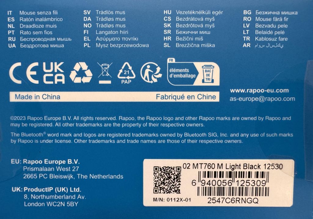 Kabellose Maus – Rapoo – MT760M – Schwarz Produktbild 