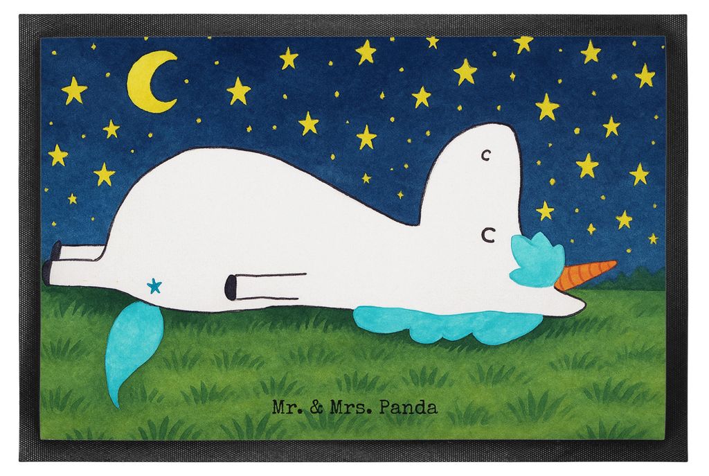 Mr. & Mrs. Panda Schmutzmatte Einhorn Sternenhimmel Design 40 x 60 cm - Weiß - Geschenk, Fußabstreifer, Verrückt, Schmutzfangmatte, Sauberlaufma...