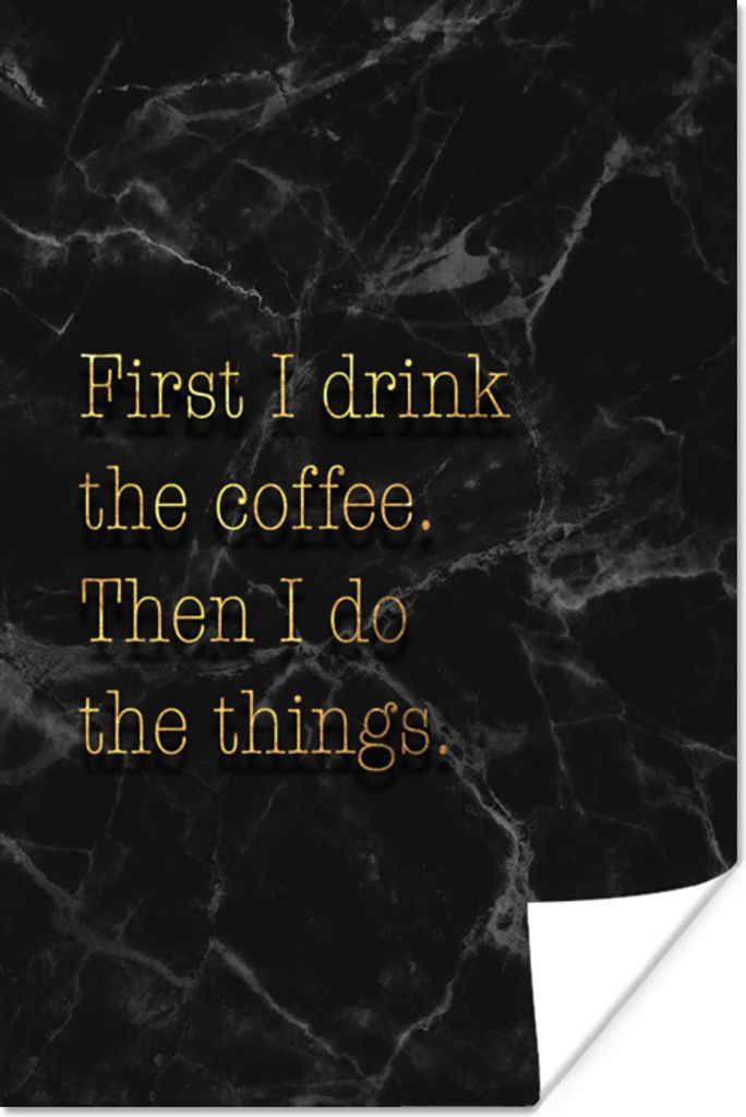 MuchoWow Poster Zitate - Kaffee - Gold - Marmor 120x180 cm - Kunstposter