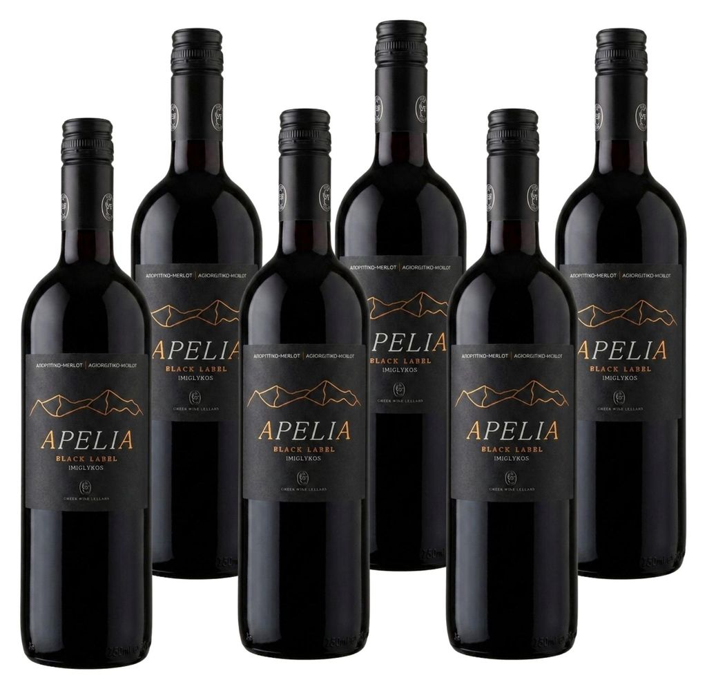 Imiglykos Apelia Black Label 6x 0,75l | Lieblicher Rotwein Produktbild 