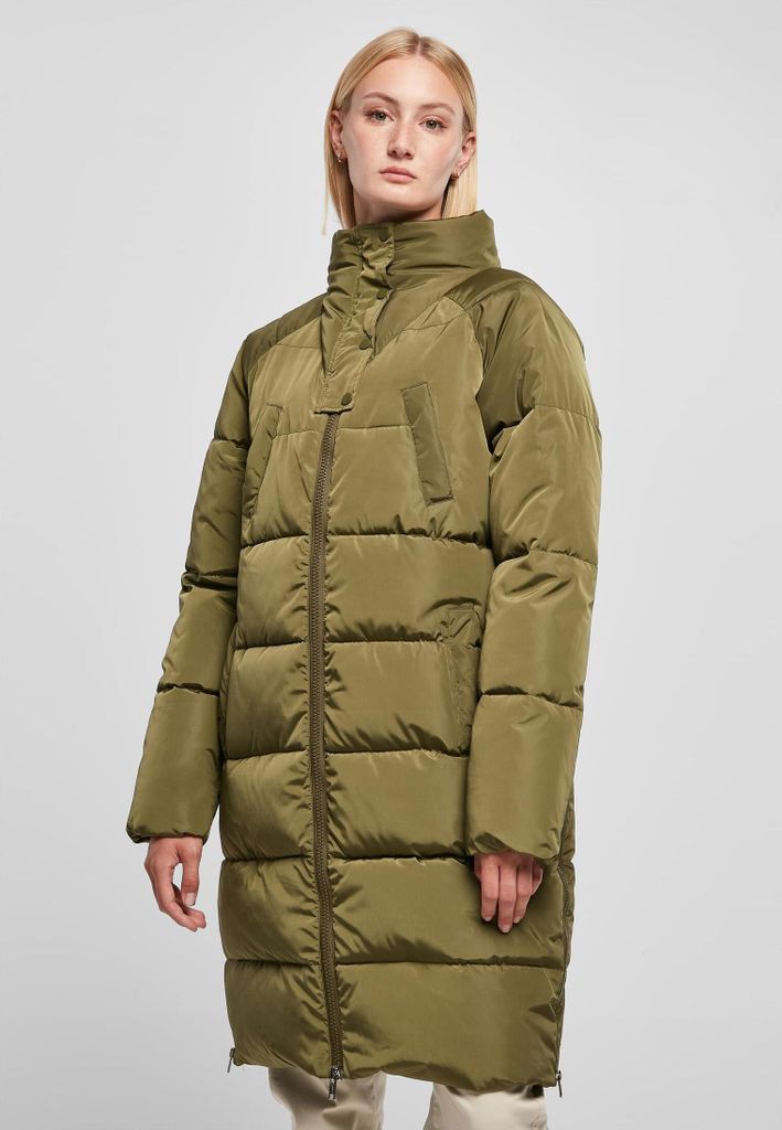 Urban Classics - Damen High Neck Puffer Mantel OLIVE XS