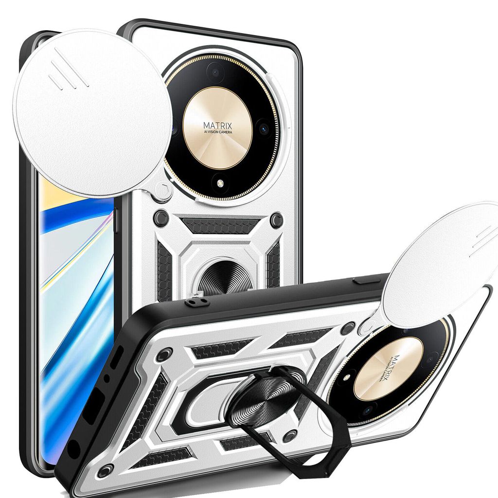 Outdoor Panzer Hülle Honor Magic 6 Lite Handyhülle Slide Kameraschutz Ringhalter Silber