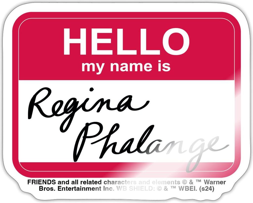 Spreadshirt Friends Regina Phalange Namensschild-Design Sticker Aufkleber, 10 x 10 cm, Weiß glänzend