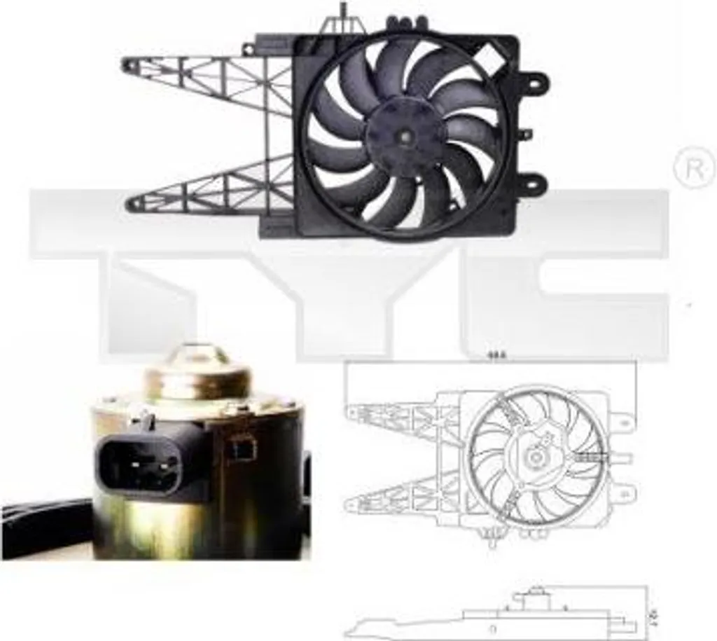 Ventilateur de Refroidissement Moteur pour Fiat Punto - Modèle TYC