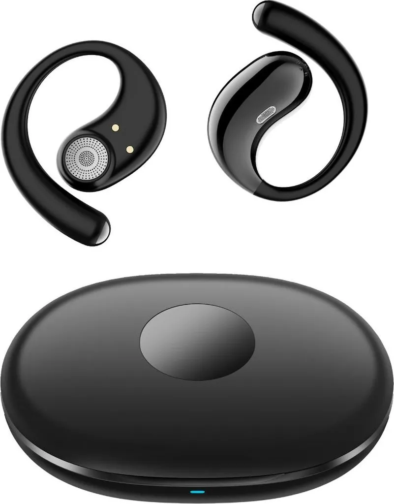 INF Open-Ear Bluetooth 6.0 Stereo Headset mit 4000mAh Ladecase für Alltag und Reisen Schwarz
