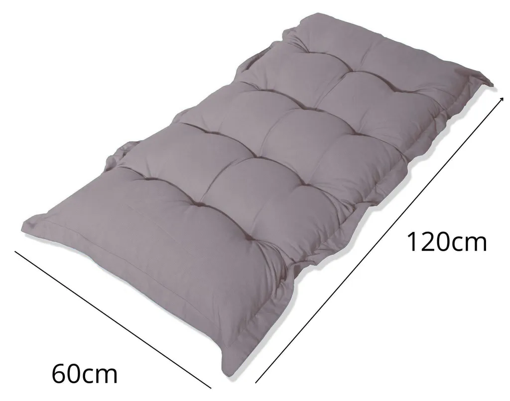 Coussin de banc de jardin Gris Galet 120x60cm imperméable et capitonné