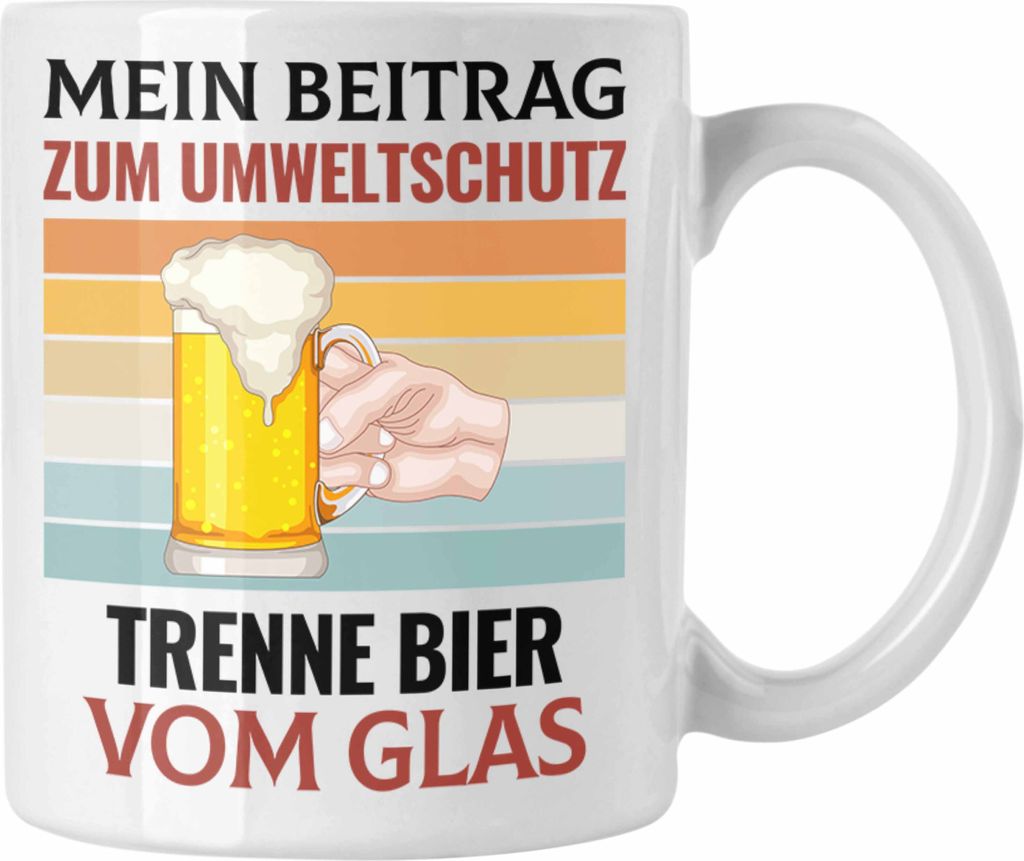 Trendation - Ich Trenne Bier Vom Glas Tasse Bier-Trinker Saufen Alkohol Geschenkidee (Weiß)