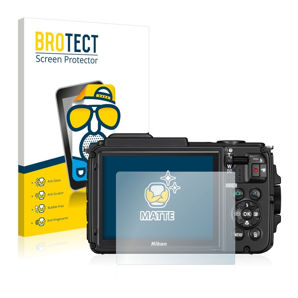 2x BROTECT Schutzfolie für Nikon Coolpix AW130 Displayschutz Displayschutzfolie Folie Matt Entspiegelungsfolie