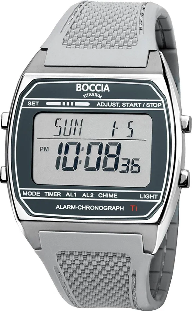 Boccia 3738-01 Orologio da polso digitale Grigio Titanio