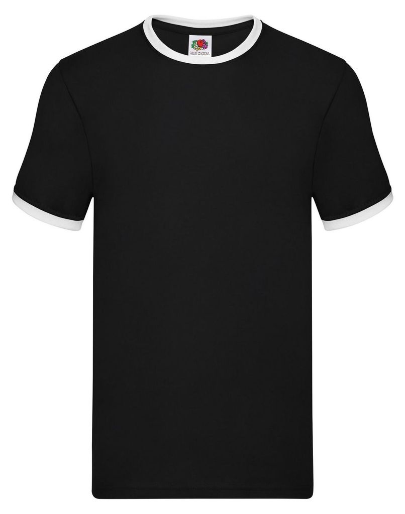 Fruit of the Loom - "Ringer" T-Shirt für Herren FK3029 (XXL) (Schwarz/Weiß)