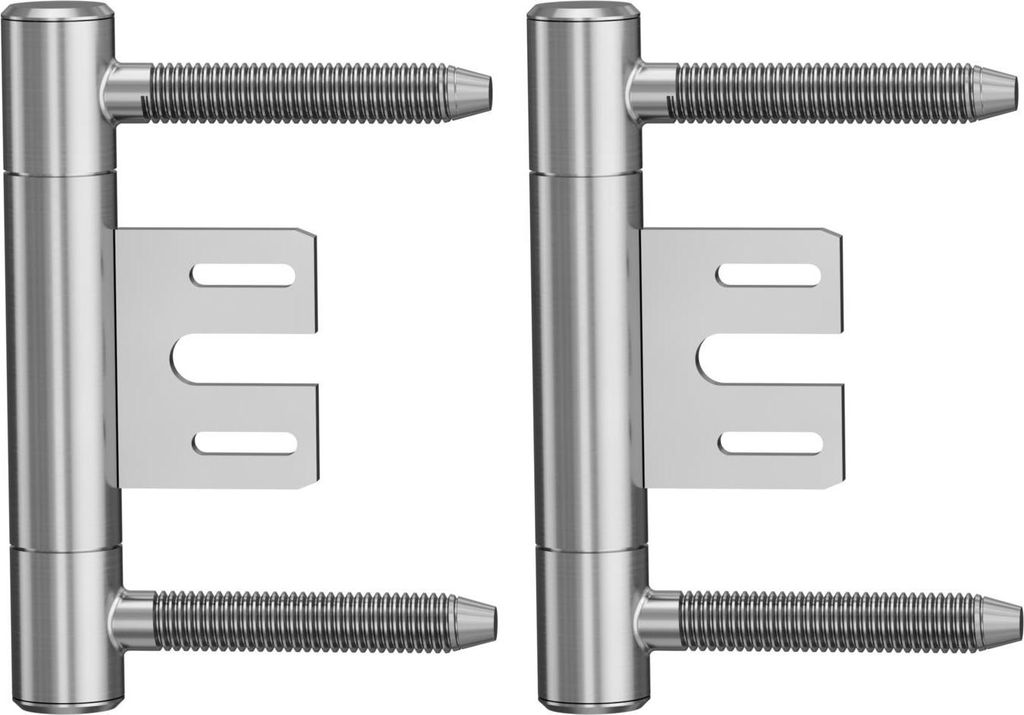 Griffwerk Bandpaar AXUM 9301, 3-teilig für gefälzte Holztürblätter in Stahlzargen, Edelstahl matt